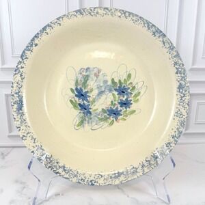 VTG East Texas Pottery Spring Heart Stoneware Pie Plate Handmade 10 3/4"